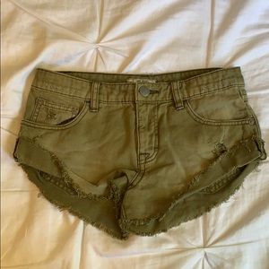 Free People Denim Shorts Olive Green 24